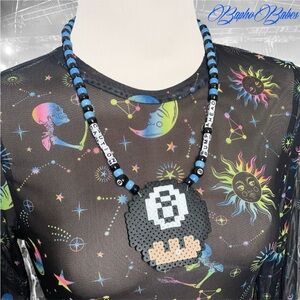 8Ball Pool Mushroom Necklace Festival Rave Trade Kandi Mario Day Trip